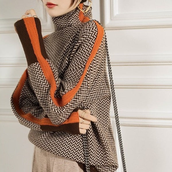 Lucille™ | Pull à col montant et rayures contrastées