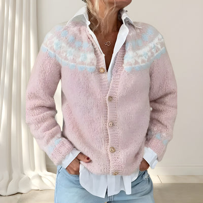 Élodie™ | Cardigan chic ample en maille avec motif